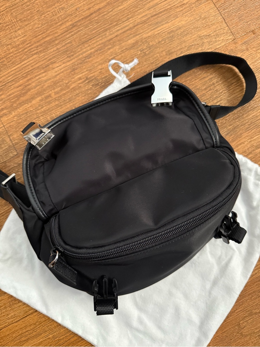 NEW Fashion Inspired Nylon Crossbody Bag with Silver Hardware - Picture 10 of 13